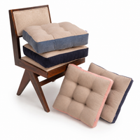 Thumbnail for Custom Linen & Velvet Seat Cushion | Tufted Dining Chair Pad | Handmade Chair Cushion | Custom Size Seat Pad