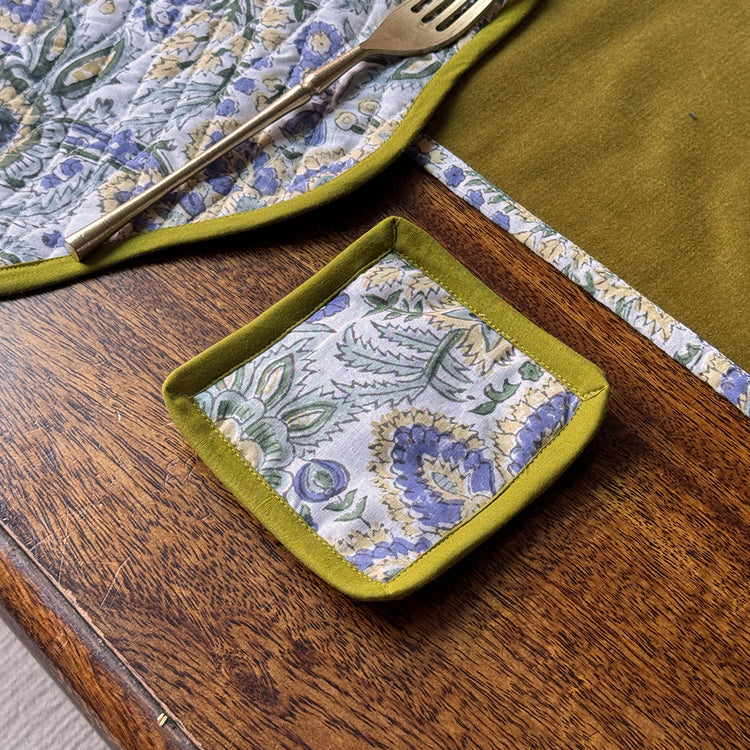Hand Block Printed Cotton Drink Mats Set of 8 | Boho Mug Rugs | Fabric Coasters for Coffee Table, Bar & Home Decor