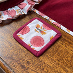 Thumbnail for Handmade block print cotton Coasters Set | Boho Cotton Round Pattern set
