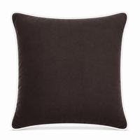 Thumbnail for Dark Chocolate White piping Cotton Velvet Cushion Cover