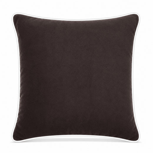 Dark Chocolate White piping Cotton Velvet Cushion Cover