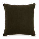 Thumbnail for Dark Olive Brown White piping Cotton Velvet Cushion Cover