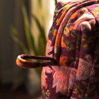 Thumbnail for Handmade Floral Velvet Makeup Bag | Quilted Cosmetic Pouch | Cotton Lined, Travel Friendly