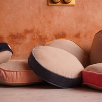 Thumbnail for Round Dining Stool Cushion Pillow | Linen & Cotton Velvet Seat Cushion | Handmade Ready Filled Round Cushion