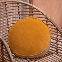Thumbnail for Round Dining Stool Cushion Pillow | Linen & Cotton Velvet Seat Cushion | Handmade Ready Filled Round Cushion