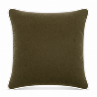 Thumbnail for Dusty Brown White piping Cotton Velvet Cushion Cover