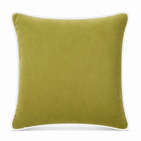 Thumbnail for Dusty Mustard White piping Cotton Velvet Cushion Cover
