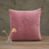 Thumbnail for Pink Cotton Velvet Cushion Cover: Decorative Throw Pillow with Trim