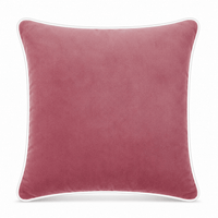 Thumbnail for Dusty Pink White piping Cotton Velvet Cushion Cover