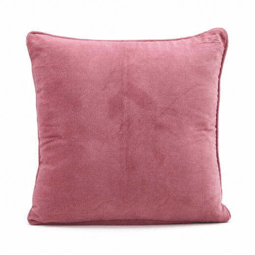 Pink Cotton Velvet Cushion Cover: Decorative Throw Pillow with Trim