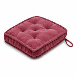 Thumbnail for Dusty pink Cotton Velvet square Chair pad with ties