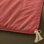 Thumbnail for Dusty Pink Cotton Velvet Bed Runner | Hand-Tucked Bed Scarf with Tassels | Luxury Sofa Throw