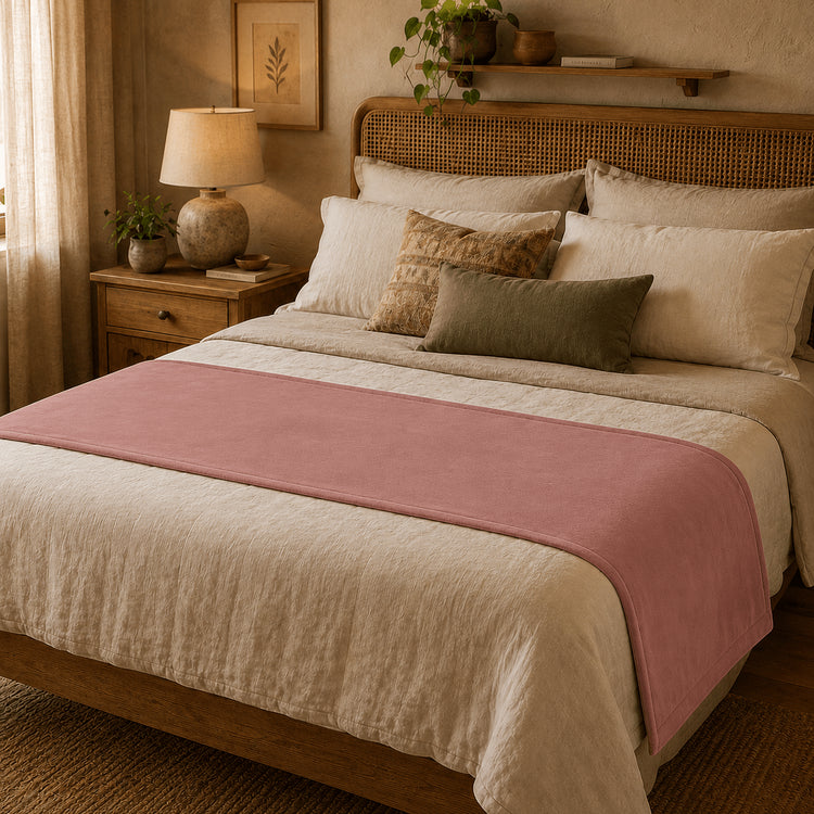 Luxury Cotton Velvet Bed Runner: Elegant Bedroom Scarf
