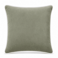 Thumbnail for Elephant Grey White piping Cotton Velvet Cushion Cover