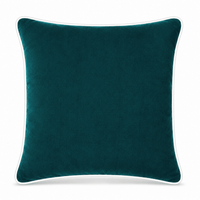 Thumbnail for Emerald White piping Cotton Velvet Cushion Cover