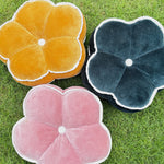 Thumbnail for Puffy 3D Velvet Flower Cushion with Contrast Piping
