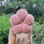 Thumbnail for Puffy 3D Velvet Flower Cushion with Contrast Piping