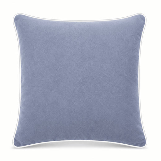 Fossil White piping Cotton Velvet Cushion Cover