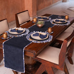 Thumbnail for Navy Blue Hand Block Print Round Tablecloth – Floral Cotton Table Cover, French Country Decor, Boho Wedding Table Linen