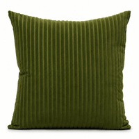 Thumbnail for Green Stripes Cotton Velvet Cushion Cover