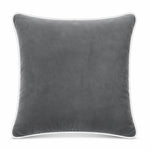 Thumbnail for Grey White piping Cotton Velvet Cushion Cover