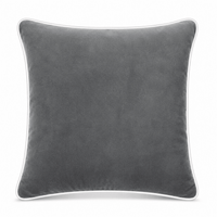 Thumbnail for Grey White piping Cotton Velvet Cushion Cover