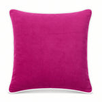 Thumbnail for Hot Pink White piping Cotton Velvet Cushion Cover