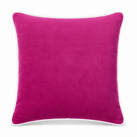 Thumbnail for Hot Pink White piping Cotton Velvet Cushion Cover
