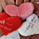 Thumbnail for Personalized Heart Pillow - Custom Embroidered Velvet Cushion - Romantic Valentine’s Gift for Him/Her