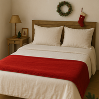 Thumbnail for Christmas Red Bed Scarf in Cotton Velvet