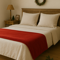 Thumbnail for Christmas Red Bed Scarf in Cotton Velvet