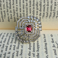 Thumbnail for Elegant Floral Cubic Zirconia Statement Ring – Adjustable Silver Tone Flower Jewelry for Women