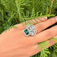 Thumbnail for Personalized Emerald Birthstone Ring – Sterling Silver Adjustable Valentine Gift