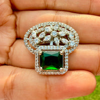 Thumbnail for Personalized Emerald Birthstone Ring – Sterling Silver Adjustable Valentine Gift
