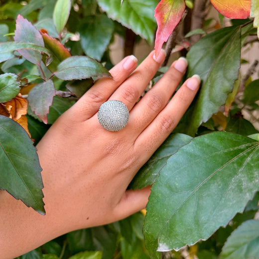 Silver CZ Adjustable Cocktail Ring – Statement Jewelry for Women