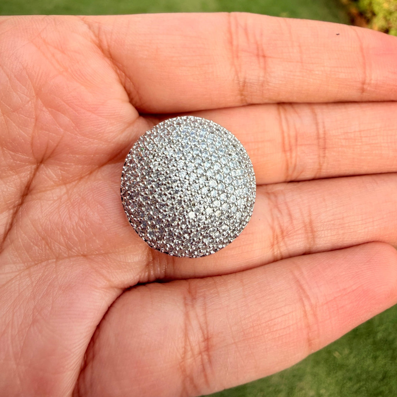Silver CZ Adjustable Cocktail Ring – Statement Jewelry for Women