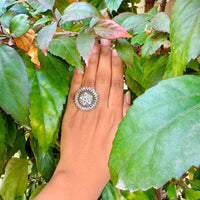 Thumbnail for Luxury White Statement Ring – Adjustable Silver Cocktail Engagement Ring for Women