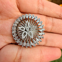 Thumbnail for Luxury White Statement Ring – Adjustable Silver Cocktail Engagement Ring for Women
