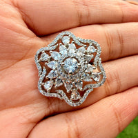 Thumbnail for Elegant Floral CZ Statement Ring | Silver Plated Cocktail Ring Jewelry for Her