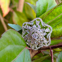 Thumbnail for Elegant Floral CZ Statement Ring | Silver Plated Cocktail Ring Jewelry for Her