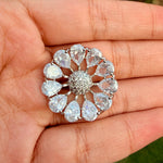 Thumbnail for Floral CZ Adjustable Ring – Silver Tone Flower Statement Jewelry