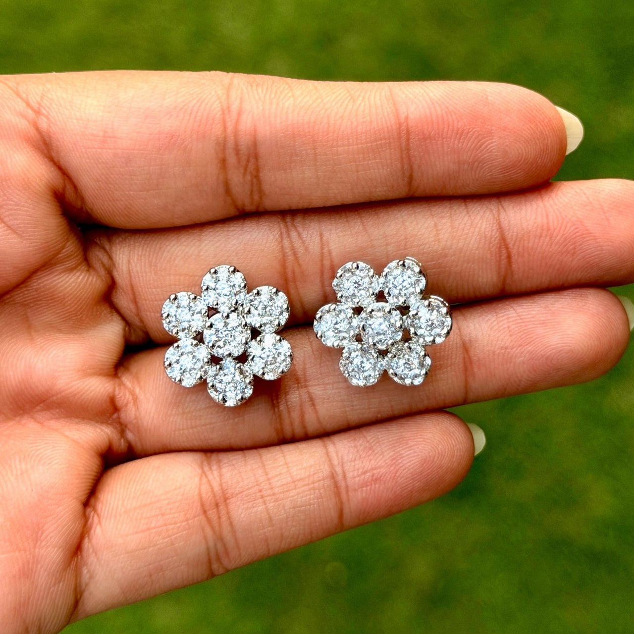 Sparkling CZ Floral Stud Earrings – Bridal & Party Wear Jewelry for Women