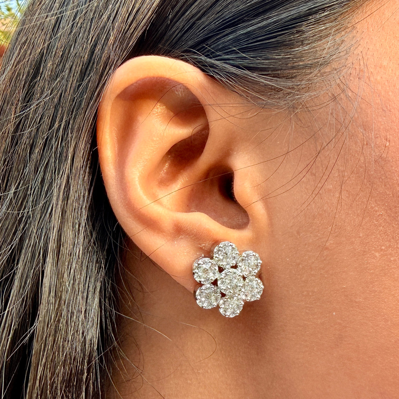 Sparkling CZ Floral Stud Earrings – Bridal & Party Wear Jewelry for Women