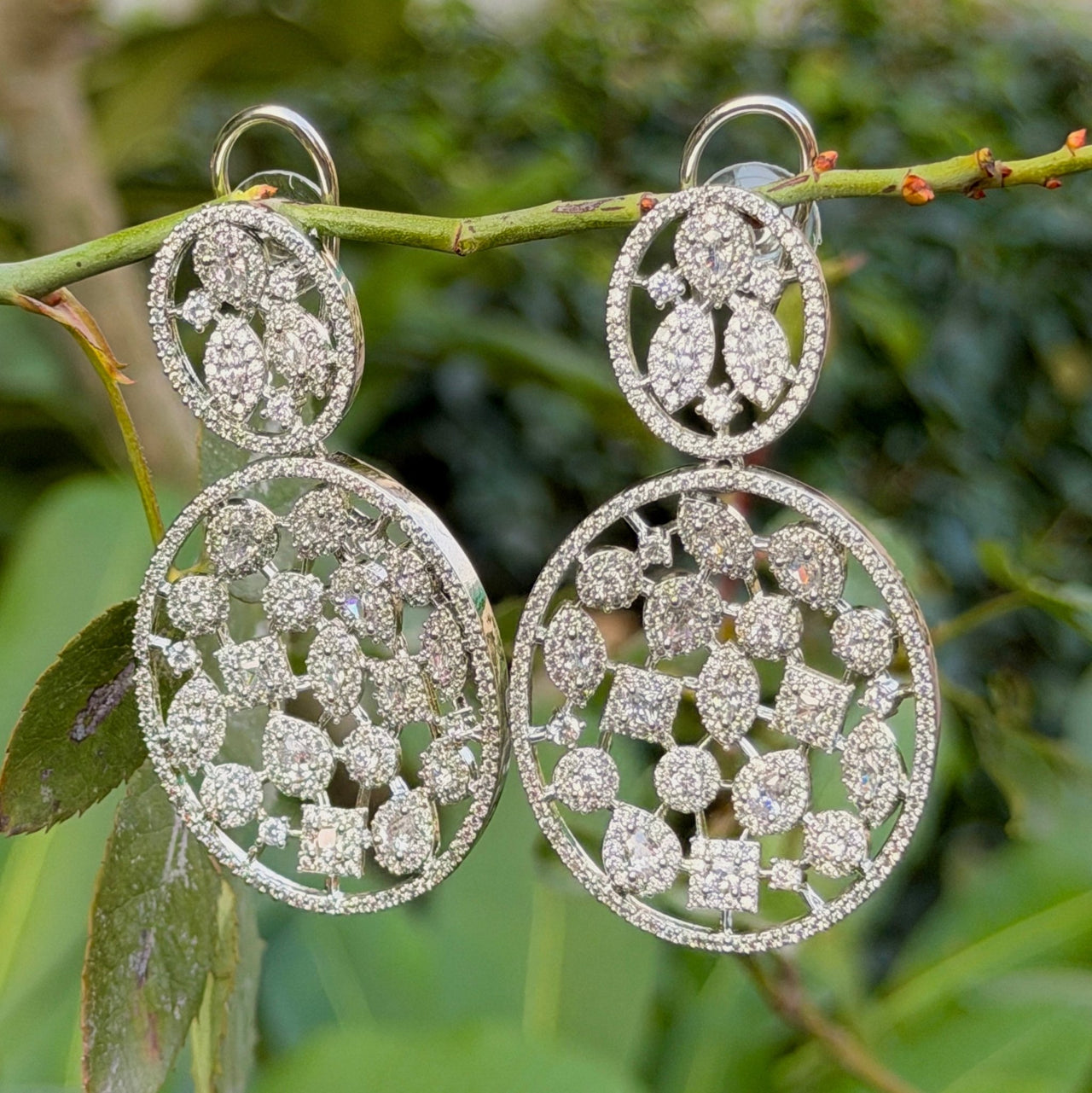 Designer CZ Dangle Earrings – Silver Statement Bridal Jewelry for Women