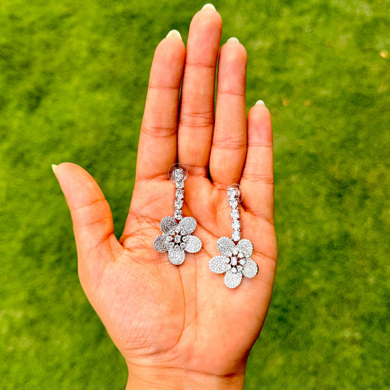 Sparkling Floral Drop Earrings – Lightweight Statement Jewelry for Women, Perfect Gift