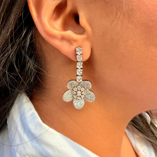 Sparkling Floral Drop Earrings – Lightweight Statement Jewelry for Women, Perfect Gift