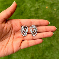 Thumbnail for Silver CZ Knot Stud Earrings – Modern Bridal Jewelry for Women