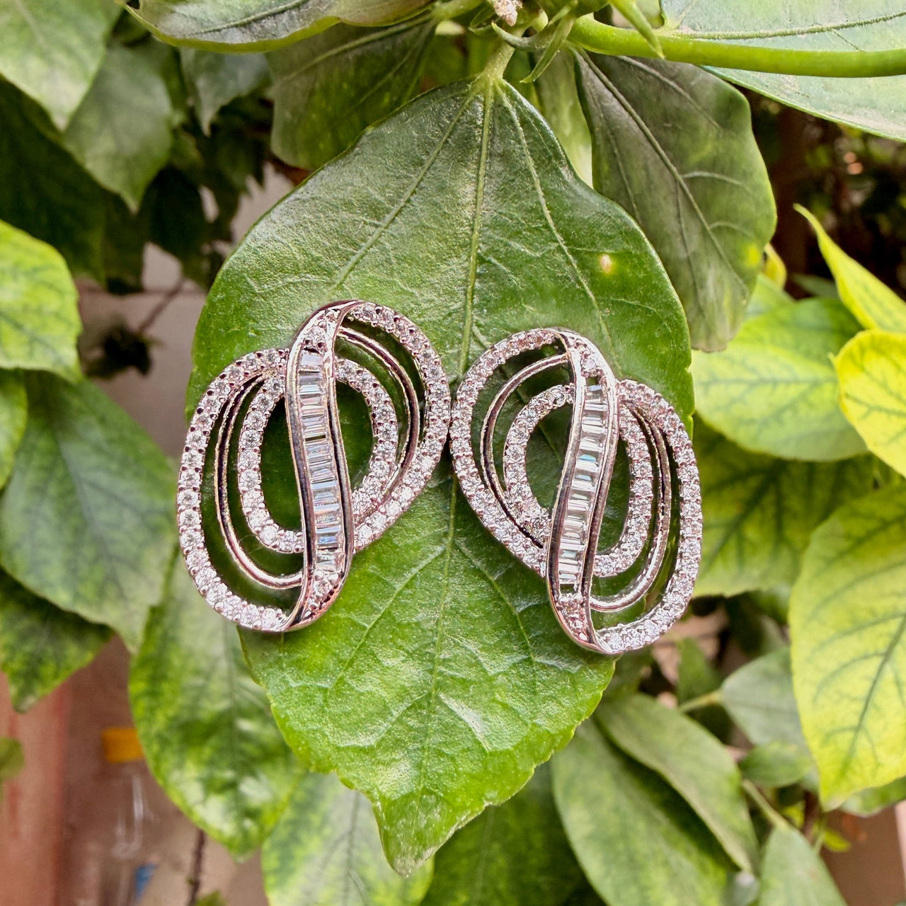 Silver CZ Knot Stud Earrings – Modern Bridal Jewelry for Women