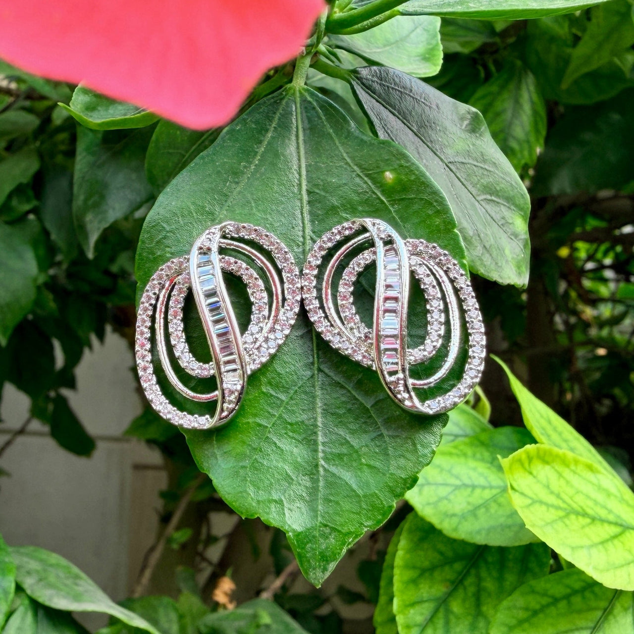 Silver CZ Knot Stud Earrings – Modern Bridal Jewelry for Women