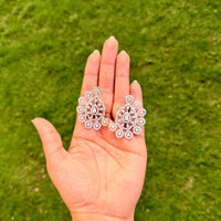 Thumbnail for Crystal Sunburst Statement Earrings with CZ Stones – Art Deco Bridal Earrings